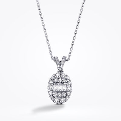 0.43 Karat Pırlanta Baget Kolye - Baroni Diamond