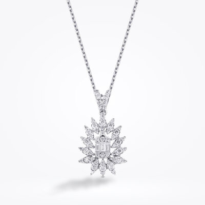 0.43 Karat Pırlanta Baget Kolye - Baroni Diamond