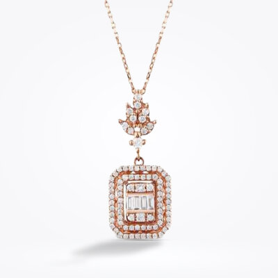 0.43 Karat Pırlanta Baget Kolye - Baroni Diamond