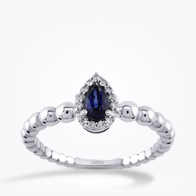 0.43 Karat Pırlanta Damla Safir Yüzük - Baroni Diamond