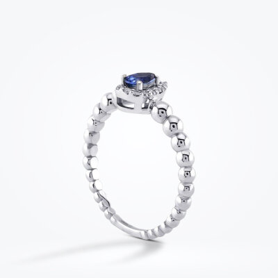 0.43 Karat Pırlanta Damla Safir Yüzük - Baroni Diamond (1)