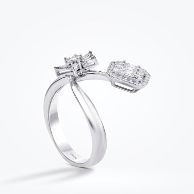 0.44 Karat Pırlanta Baget Çiçek Yüzük - Baroni Diamond (1)