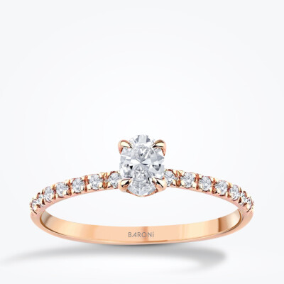 0.44 Karat Pırlanta Oval Tektaş Rose Yüzük - Baroni Diamond