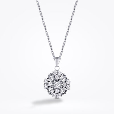 0.45 Karat Pırlanta Baget Kolye - Baroni Diamond
