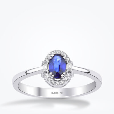 0.45 Karat Pırlanta Safir Yüzük - Baroni Diamond
