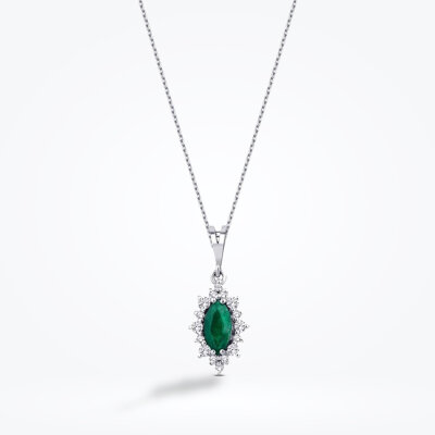 0.45 Karat Pırlanta Zümrüt Kolye - Baroni Diamond