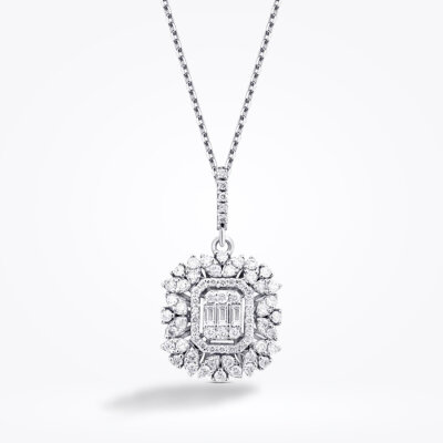 0.46 Karat Pırlanta Baget Kolye - Baroni Diamond