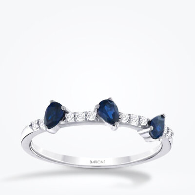 0.46 Karat Pırlanta Safir Yüzük - Baroni Diamond