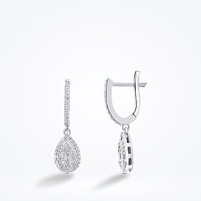 0.47 Karat Pırlanta Damla Baget Küpe - Baroni Diamond