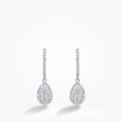 0.47 Karat Pırlanta Damla Baget Küpe - Baroni Diamond (1)