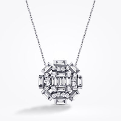 0.48 Karat Pırlanta Baget Kolye - Baroni Diamond