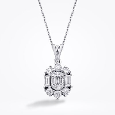 0.49 Karat Pırlanta Baget Kolye - Baroni Diamond