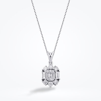 0.49 Karat Pırlanta Baget Kolye - Baroni Diamond (1)