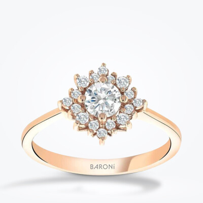 0.49 Karat Pırlanta Lotus Tektaş Yüzük - Baroni Diamond