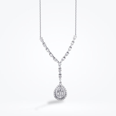0.50 Karat Pırlanta Baget Damla Kolye - Baroni Diamond (1)
