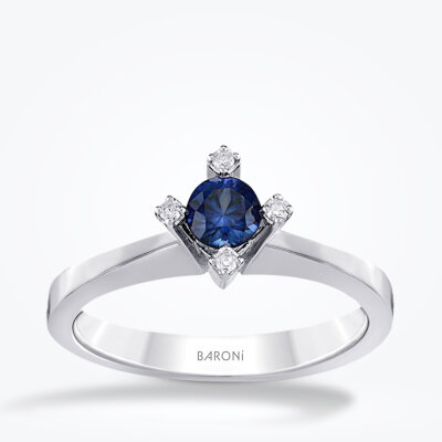 0.54 Karat Pırlanta Tektaş Safir Yüzük - Baroni Diamond