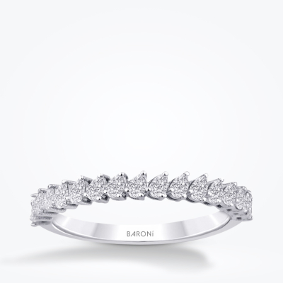 0.55 Karat Pırlanta Damla Yarımtur Yüzük - Baroni Diamond