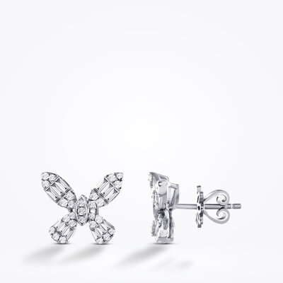 0.56 Karat Pırlanta Kelebek Baget Küpe - Baroni Diamond