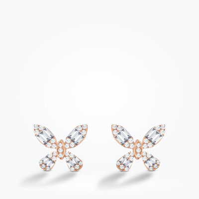 0.58 Karat Pırlanta Kelebek Baget Küpe - Baroni Diamond (1)
