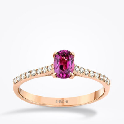 0.58 Karat Pırlanta Pembe Safir Yüzük - Baroni Diamond