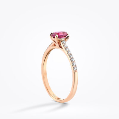 0.58 Karat Pırlanta Pembe Safir Yüzük - Baroni Diamond (1)