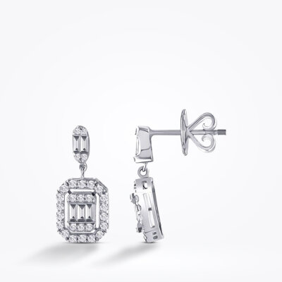 0.59 Karat Pırlanta Baget Küpe - Baroni Diamond