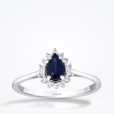 0.59 Karat Pırlanta Safir Yüzük - Baroni Diamond