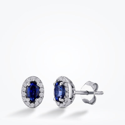 0.61 Karat Pırlanta Safir Küpe - Baroni Diamond