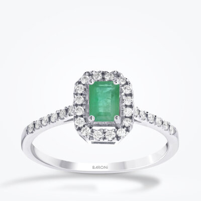 0.61 Karat Pırlanta Zümrüt Yüzük - Baroni Diamond
