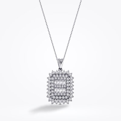 0.63 Karat Pırlanta Baget Kolye - Baroni Diamond (1)