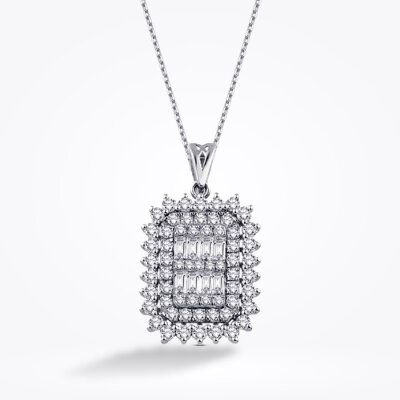 0.63 Karat Pırlanta Baget Kolye - Baroni Diamond