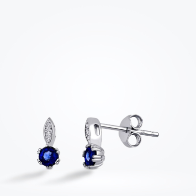 0.64 Karat Pırlanta Safir Küpe - Baroni Diamond