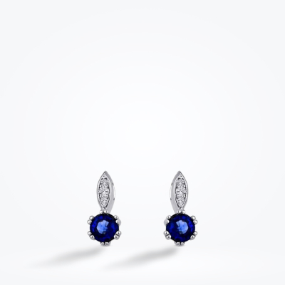 0.64 Karat Pırlanta Safir Küpe - Baroni Diamond (1)