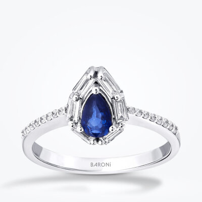 0.66 Karat Pırlanta Safir Yüzük - Baroni Diamond