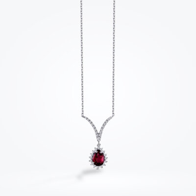 0.66 Karat Pırlanta Yakut Kolye - Baroni Diamond
