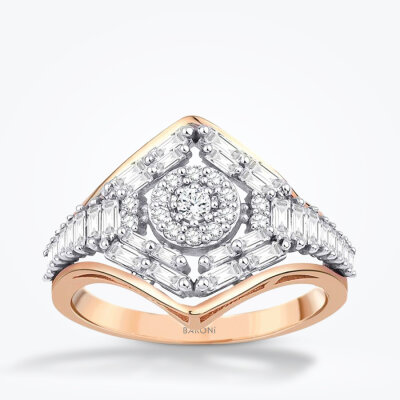 0.67 Karat Pırlanta Baget Trend Rose Yüzük - Baroni Diamond