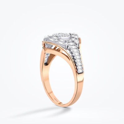 0.67 Karat Pırlanta Baget Trend Rose Yüzük - Baroni Diamond (1)