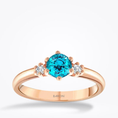 0.67 Karat Pırlanta Blue Topaz Yüzük - Baroni Diamond