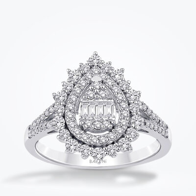 0.67 Karat Pırlanta Damla Baget Yüzük - Baroni Diamond