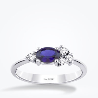 0.67 Karat Pırlanta Safir Yüzük - Baroni Diamond