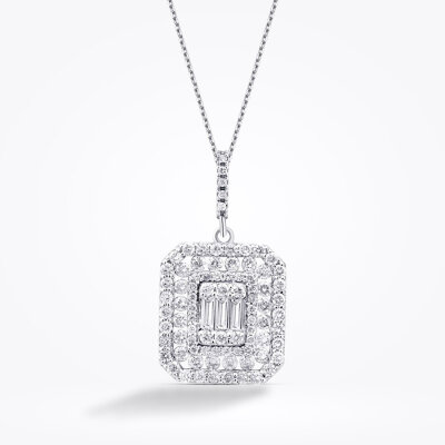 0.61 Karat Pırlanta Baget Kolye - Baroni Diamond