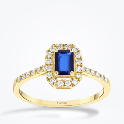 0.69 Karat Pırlanta Safir Yüzük - Baroni Diamond