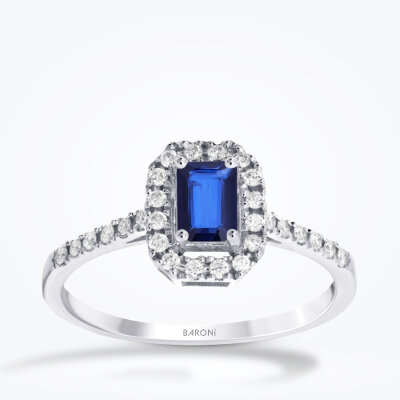 0.69 Karat Pırlanta Safir Yüzük - Baroni Diamond