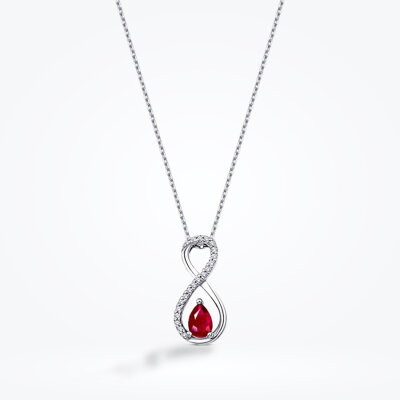 0.69 Karat Pırlanta Yakut Sonsuzluk Kolye - Baroni Diamond