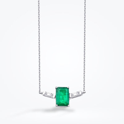 0.69 Karat Pırlanta Zümrüt Kolye - Baroni Diamond