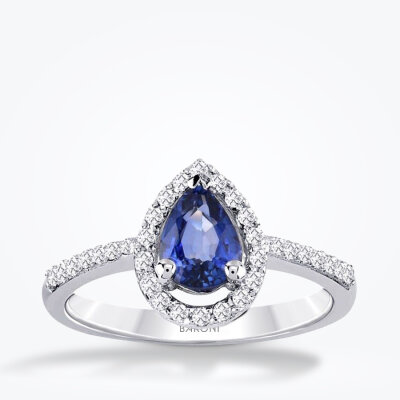 0.70 Karat Pırlanta Damla Safir Yüzük - Baroni Diamond