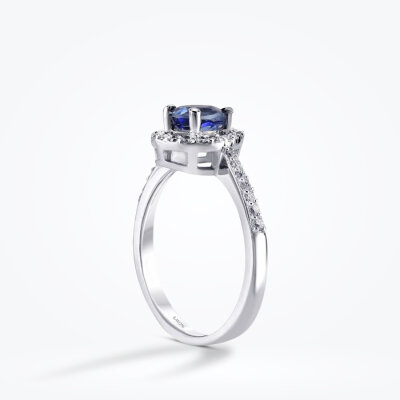 0.70 Karat Pırlanta Damla Safir Yüzük - Baroni Diamond (1)