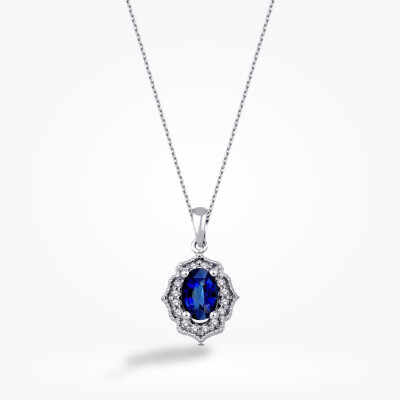 0.70 Karat Pırlanta Safir Kolye - Baroni Diamond