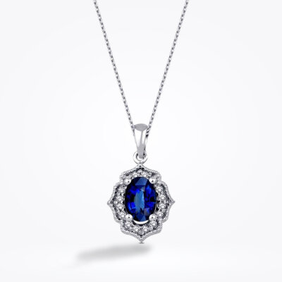 0.70 Karat Pırlanta Safir Kolye - Baroni Diamond (1)