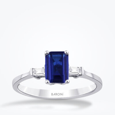 0.71 Karat Pırlanta Safir Yüzük - Baroni Diamond